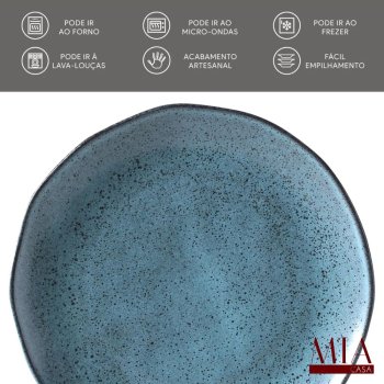Conjunto Jogo 6 Pratos Rasos Orgânico Stoneware Petroleum Porto Brasil