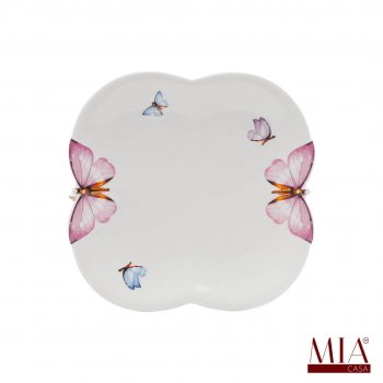 Prato de Sobremesa Borboleta Porcelana 19cm