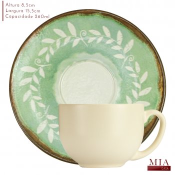 Xícara de Chá com Pires Coup Stoneware New Mediterrâneo 230ml