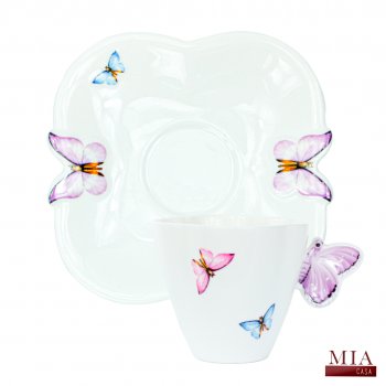 Xícara de Chá Borboleta Porcelana 200ML
