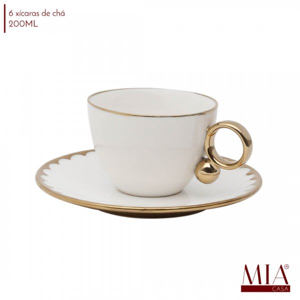 MIA CASA - cod: M0340061 - Conjunto de 6 Xicaras Chá Porcelana