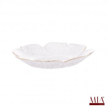 Bowl Martelado Flor Borda Dourada Linha Taj