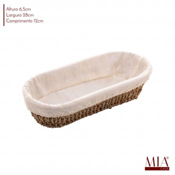 Cesta Oval Sisal com Forro de Tecido 12cm