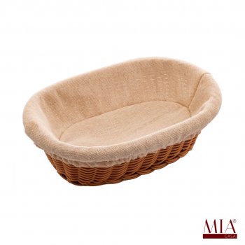 Cesta Rattan Plástico Oval com Forro 24x17x7cm