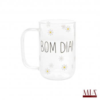 Caneca vidro Borossilicato Bom dia 280ml