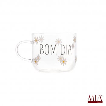 Caneca vidro Borossilicato  Bom dia 120ml