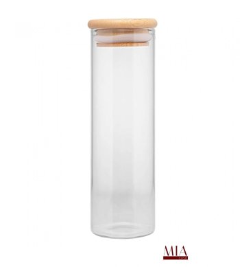 Porta Mantimento de vidro Borossilicato com tampa de Bambu 210ml