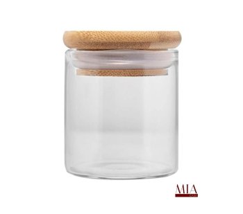 Porta Mantimento em Vidro Borossilicato com Tampa de Bambu 60ml