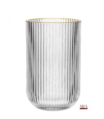  Copo Alto Lines com Fio de Ouro 450ml Vidro