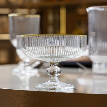 Taça de Sobremesa Lines com Fio Dourado 320ml