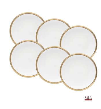  Conjunto 6 Pratos Rasos de Porcelana  Linha Paddy 27cm