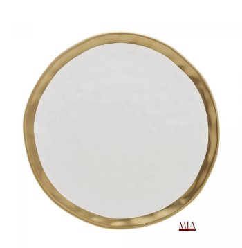 Prato de Sobremesa Porcelana Dubai branco e dourado 21cm