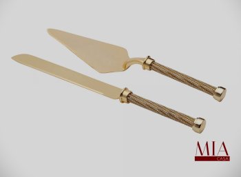 CJ 2 Talheres Zamac Trançado Dourado 32cm