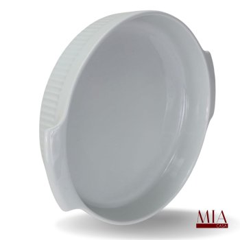 Travessa Porcelana Branca Redonda Refratária Forno Mesa Alça Germer