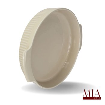 Travessa Porcelana Marfim Redonda Refratária Forno Mesa Alça Germer