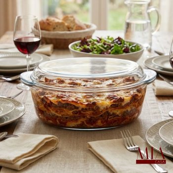Assadeira de Vidro Borossilicato com Tampa 4,7 Litros Travessa Refratária Oval Funda para Forno Micro-ondas