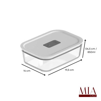 Pote Hermético de Vidro 850ml Ou com Válvula de Respiro e Anel de Silicone Marmiteira para Micro-ondas e Geladeira