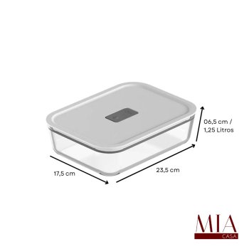 Pote Hermético de Vidro 1,25 Litros Ou com Válvula de Respiro e Anel de Silicone Refil para Micro-ondas e Geladeira